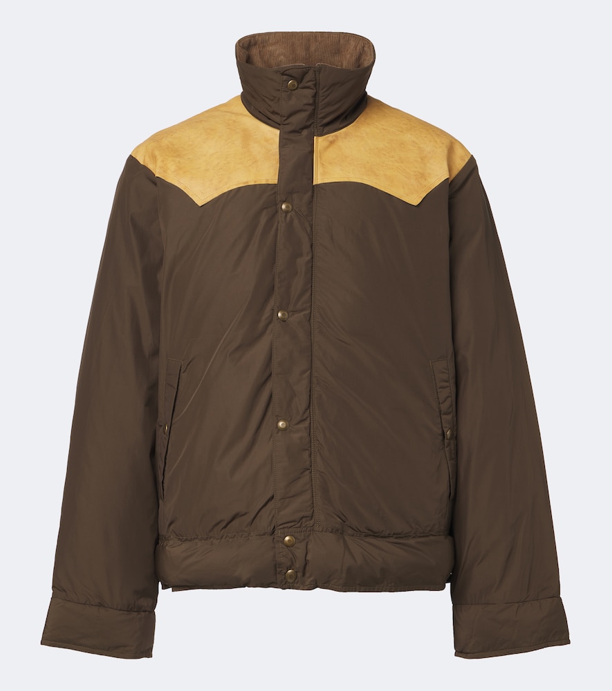 Leather-Trimmed Puffer Jacket