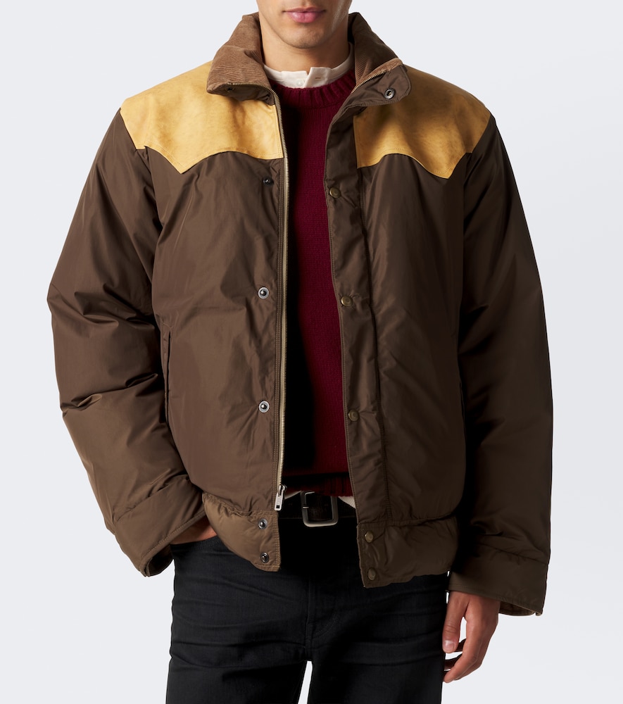 Leather-Trimmed Puffer Jacket