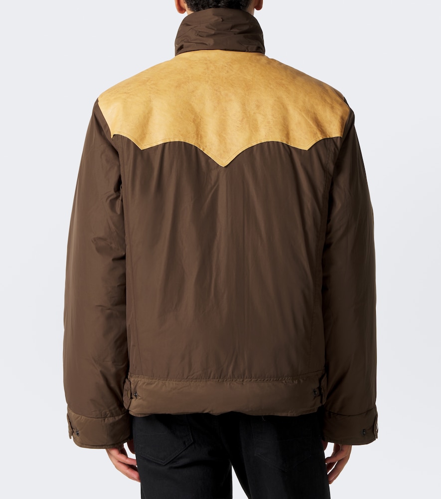 Leather-Trimmed Puffer Jacket