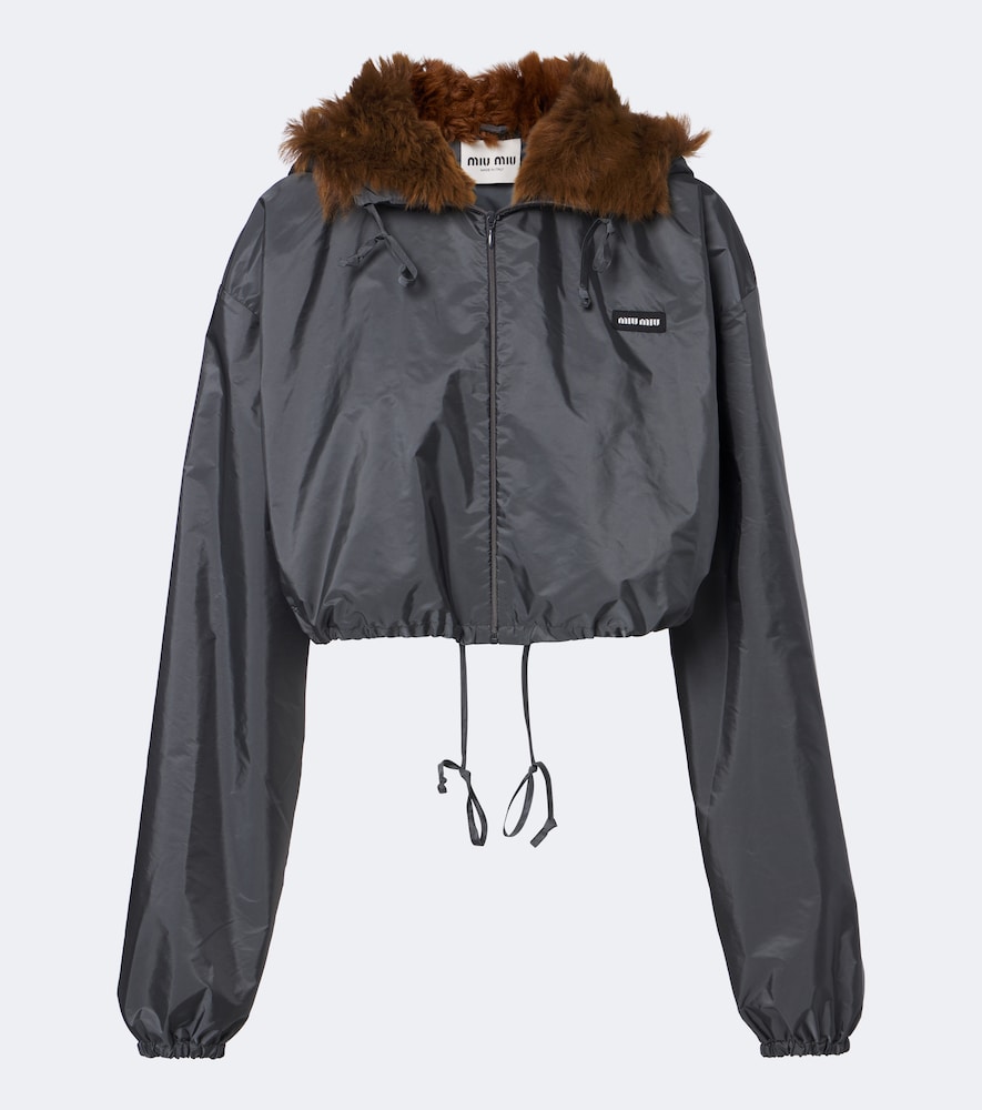 Giacca in tessuto tecnico con shearling