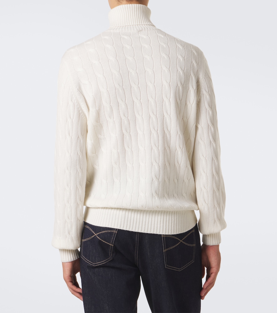 Cable-Knit Cashmere Turtleneck Sweater