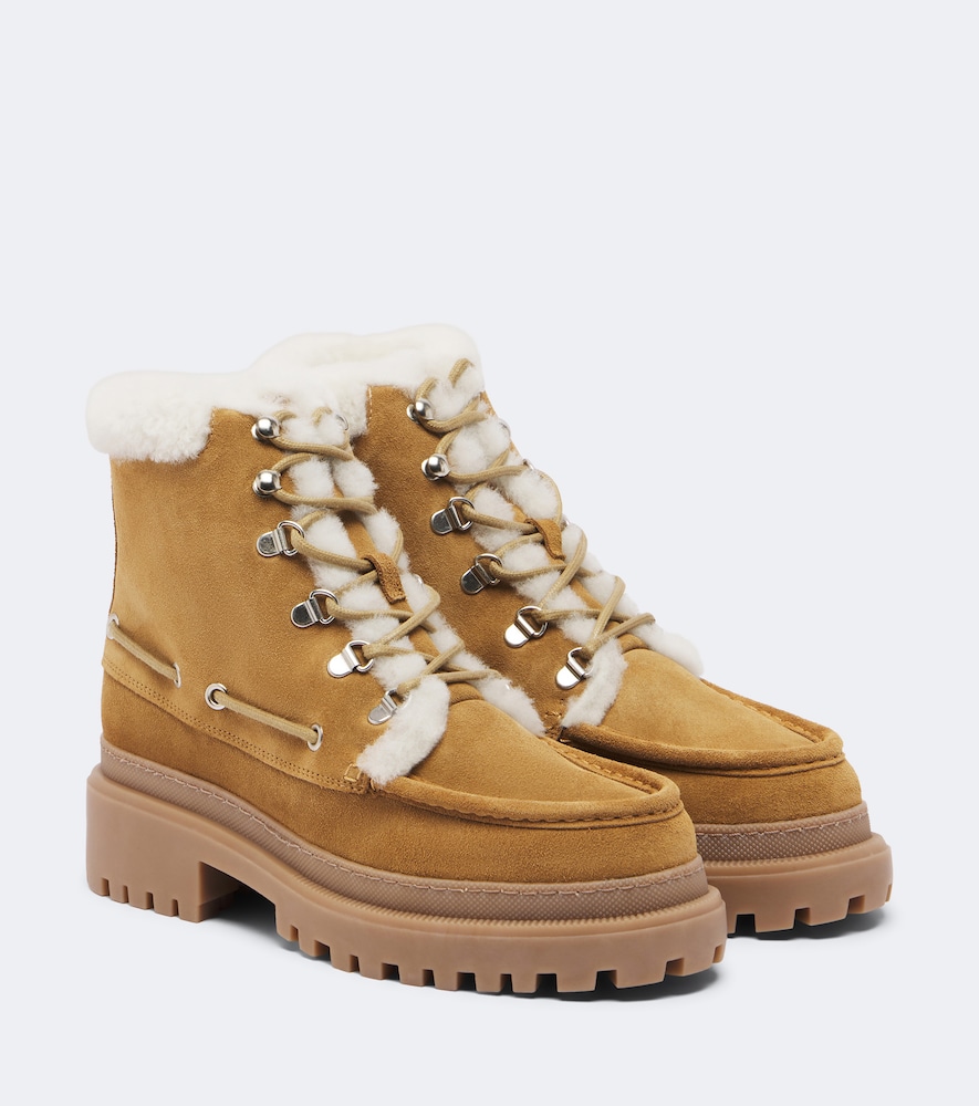 Shearling-Lined Suede Lace-Up Boots