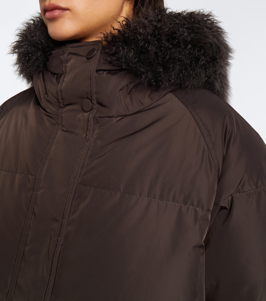 Shearling-Trimmed Down Coat