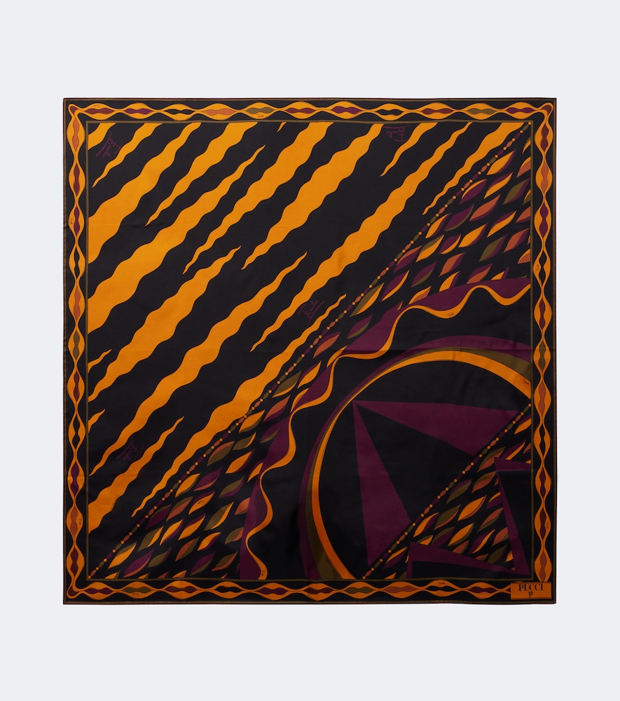 Pucci Fiamme And Nawaho Silk Twill Scarf In Multicoloured