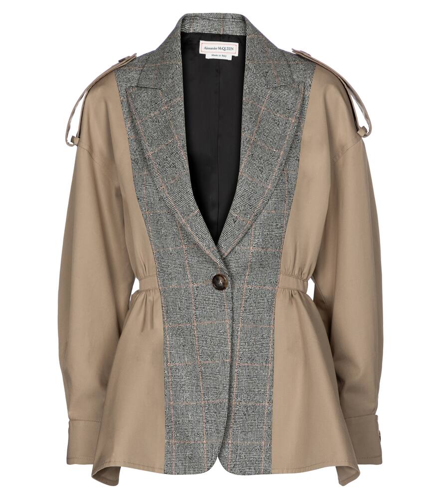 Click to view more detailed imagery on our partner's website Alexander Mcqueen Cotton And Prince Of Wales Checked Wool Jacket In Beige