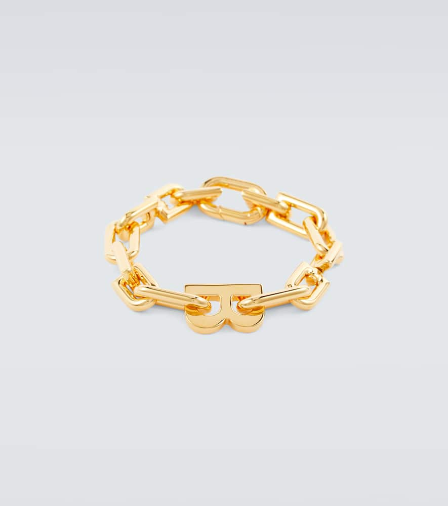 Shop Balenciaga B Chainlink Bracelet In Shiny Gold