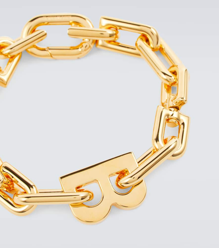 Shop Balenciaga B Chainlink Bracelet In Shiny Gold