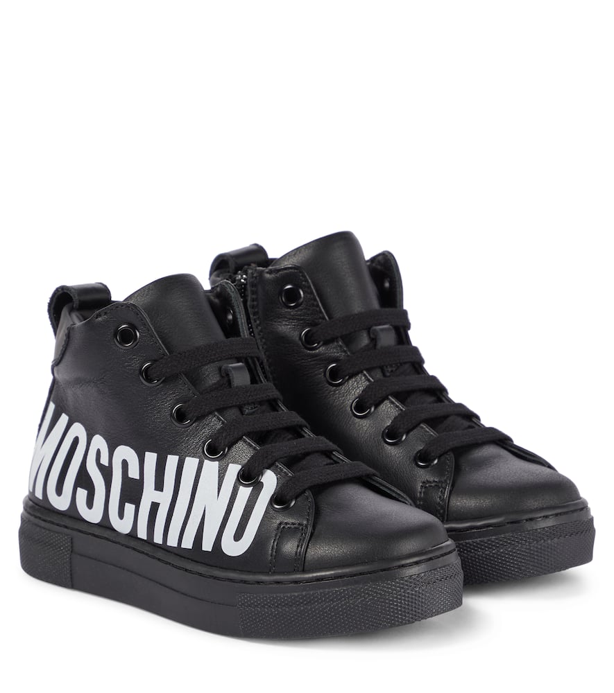 Moschino Kids Logo leather sneakers