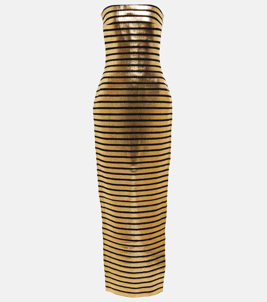 Balmain Strapless striped metallic gown | Smart Closet Balmain Strapless striped metallic gown | Smart Closet