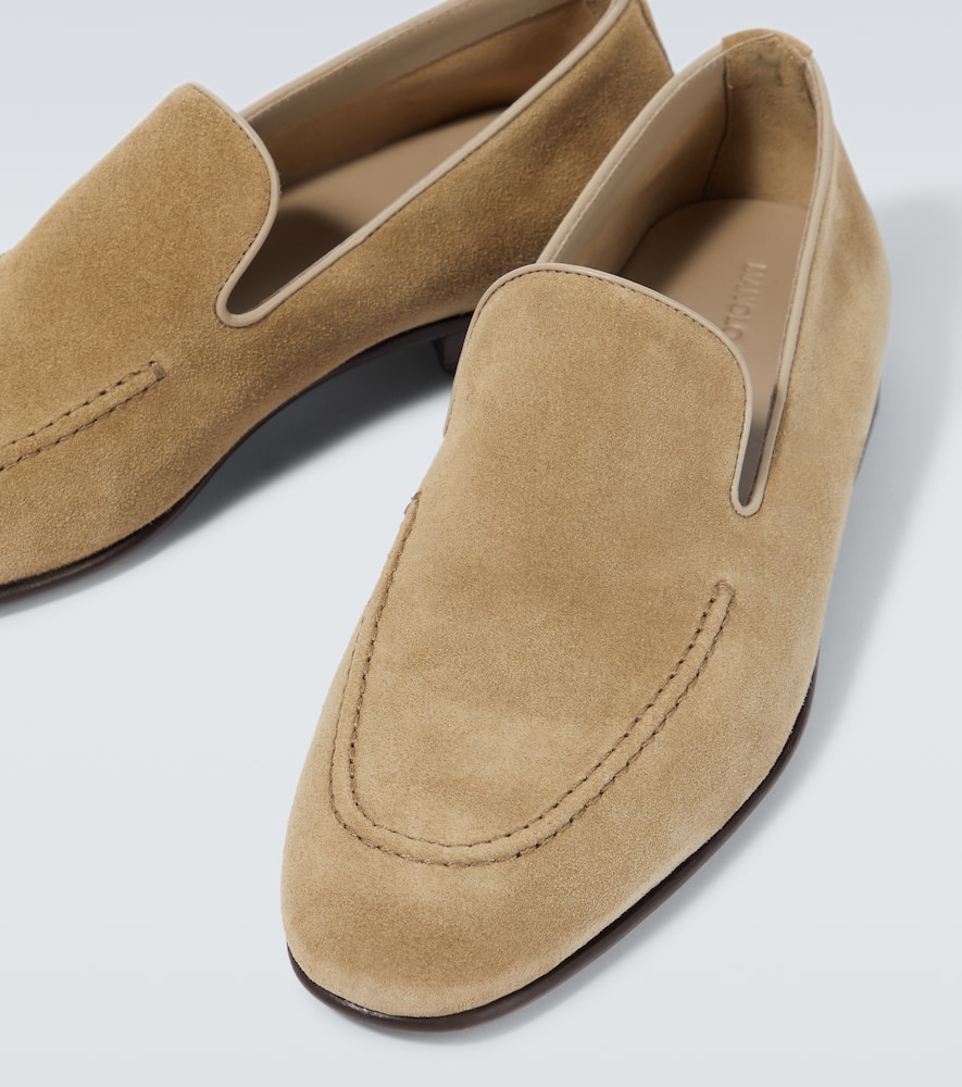 Shop Manolo Blahnik Truro Suede Loafers In Beige