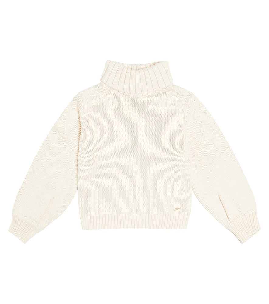Chloé Kids Turtleneck cotton and wool sweater