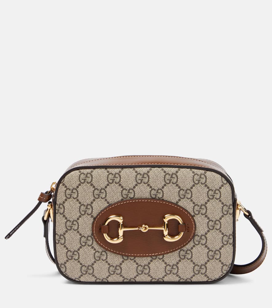 Shop Gucci Horsebit 1955 Small Canvas Crossbody Bag In Brown