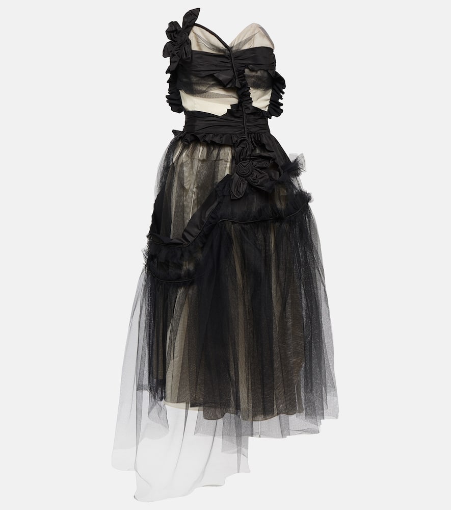 Maison Margiela Floral-appliqué silk and tulle midi dress
