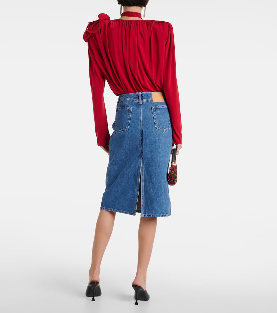 Shop Magda Butrym Denim Midi Skirt In Blue