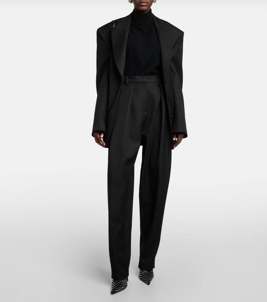 Magda Butrym Pleated Wool Tapered Pants In Black