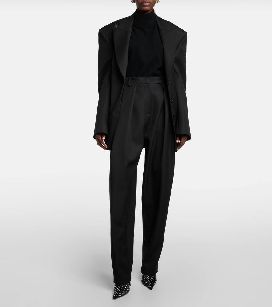 Shop Magda Butrym High-rise Wool Pants In Black