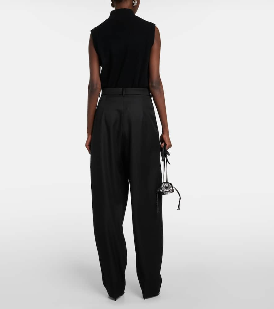 Shop Magda Butrym High-rise Wool Pants In Black