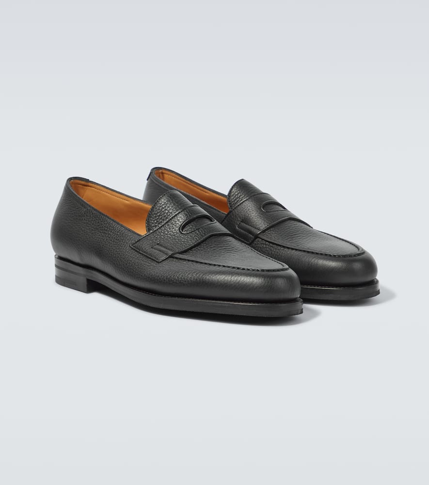 Shop John Lobb Thorne Leather Loafers In Black