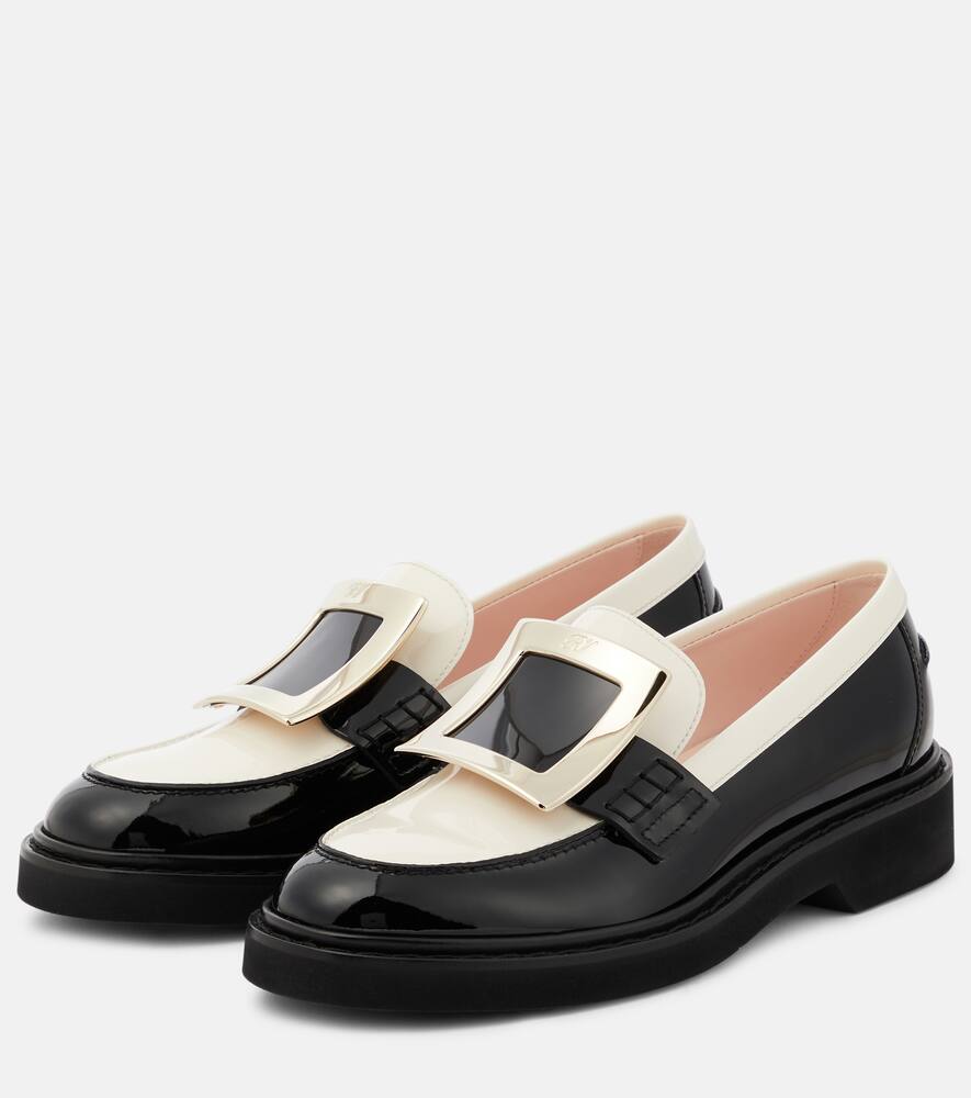 Shop Roger Vivier Viv' Rangers Patent Leather Loafers In Black