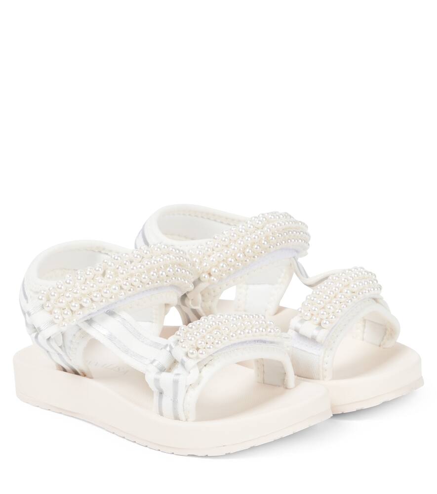Monnalisa Tecno faux pearl-embellished sandals