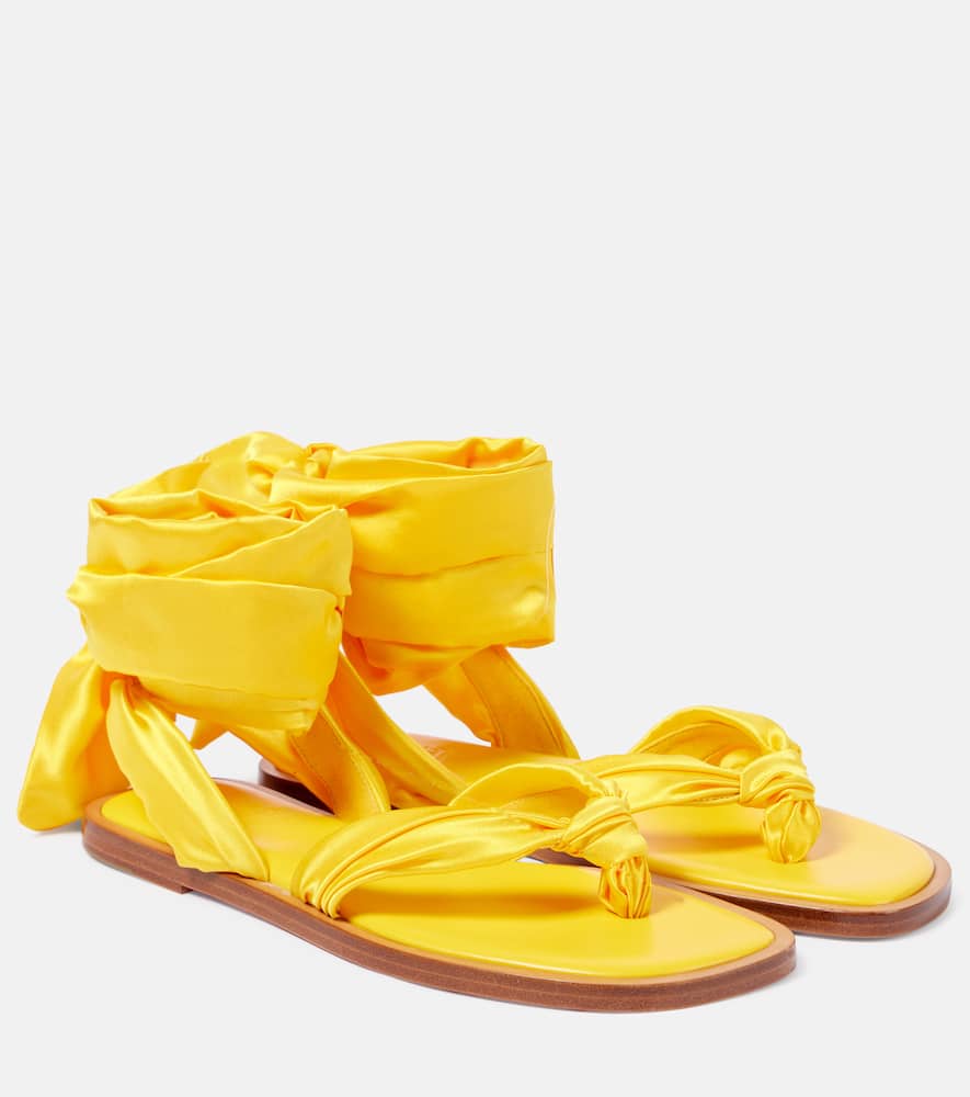 Christian Louboutin Nilo Du Désert Crêpe Satin Thong Sandals In Pollen/lin Pollen