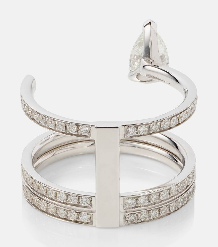 Shop Repossi Serti Sur Vide 18kt White Gold Ring With Diamonds In Silver