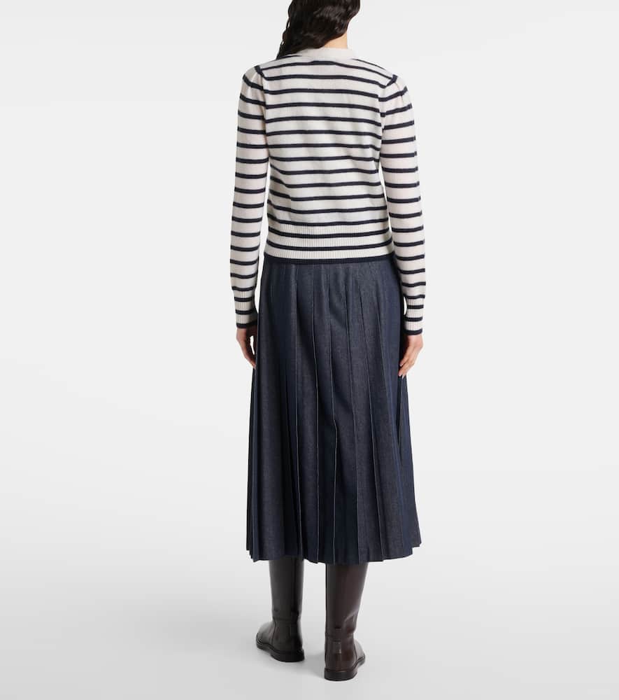 Veronica Beard Solene Gestreifter Cardigan Aus Kaschmir In White