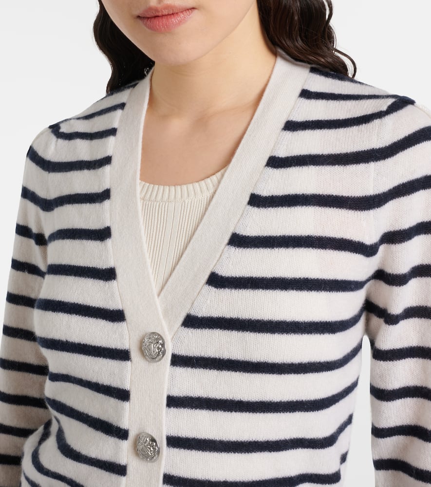 Veronica Beard Solene Gestreifter Cardigan Aus Kaschmir In White