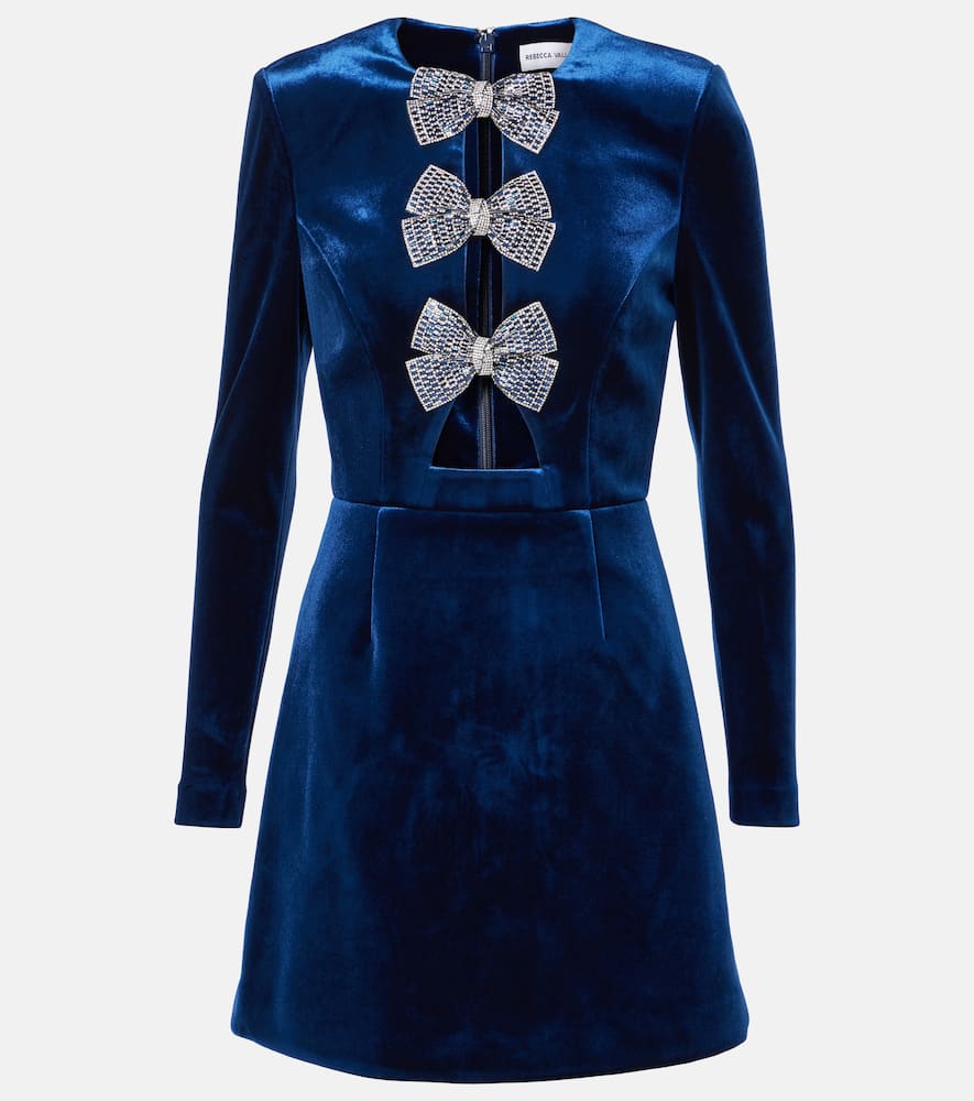 Rebecca Vallance Bow-detail Velvet Minidress In Blau
