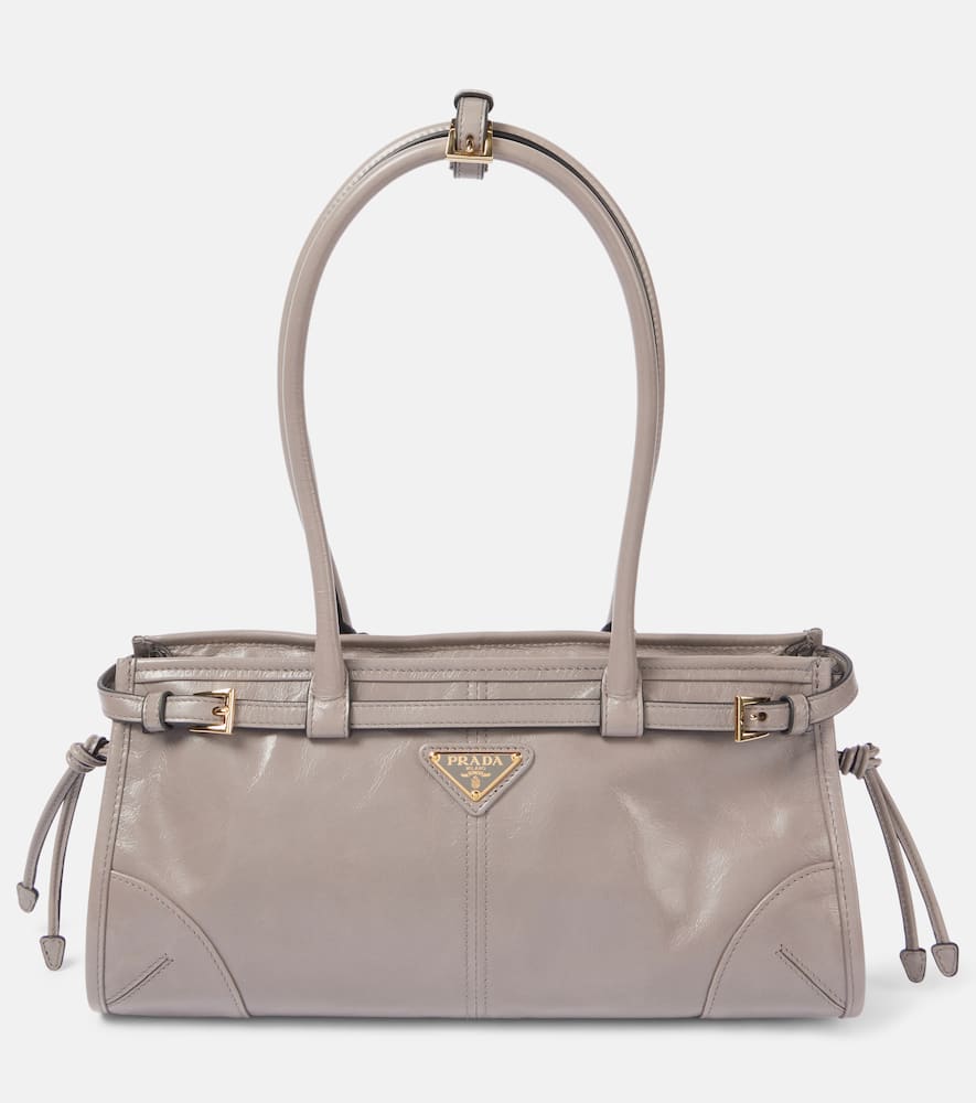 Prada Medium Leather Shoulder Bag In Grey