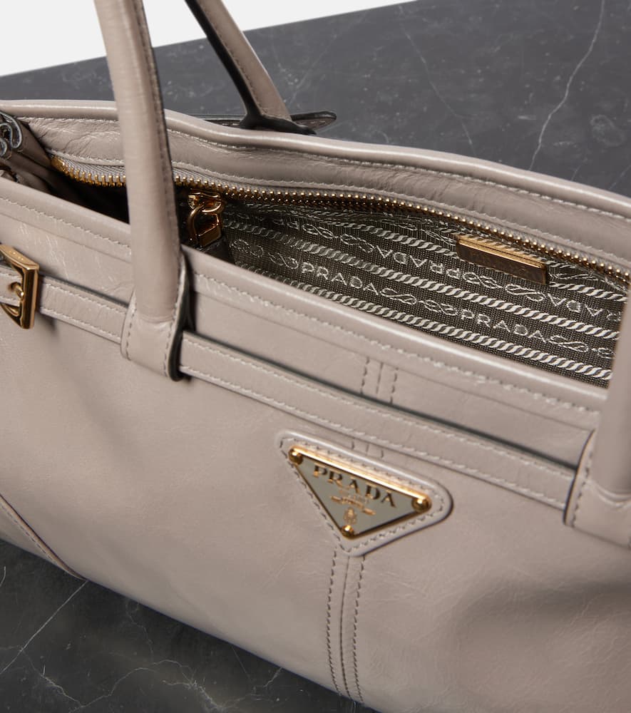 Prada Medium Leather Shoulder Bag In Grey
