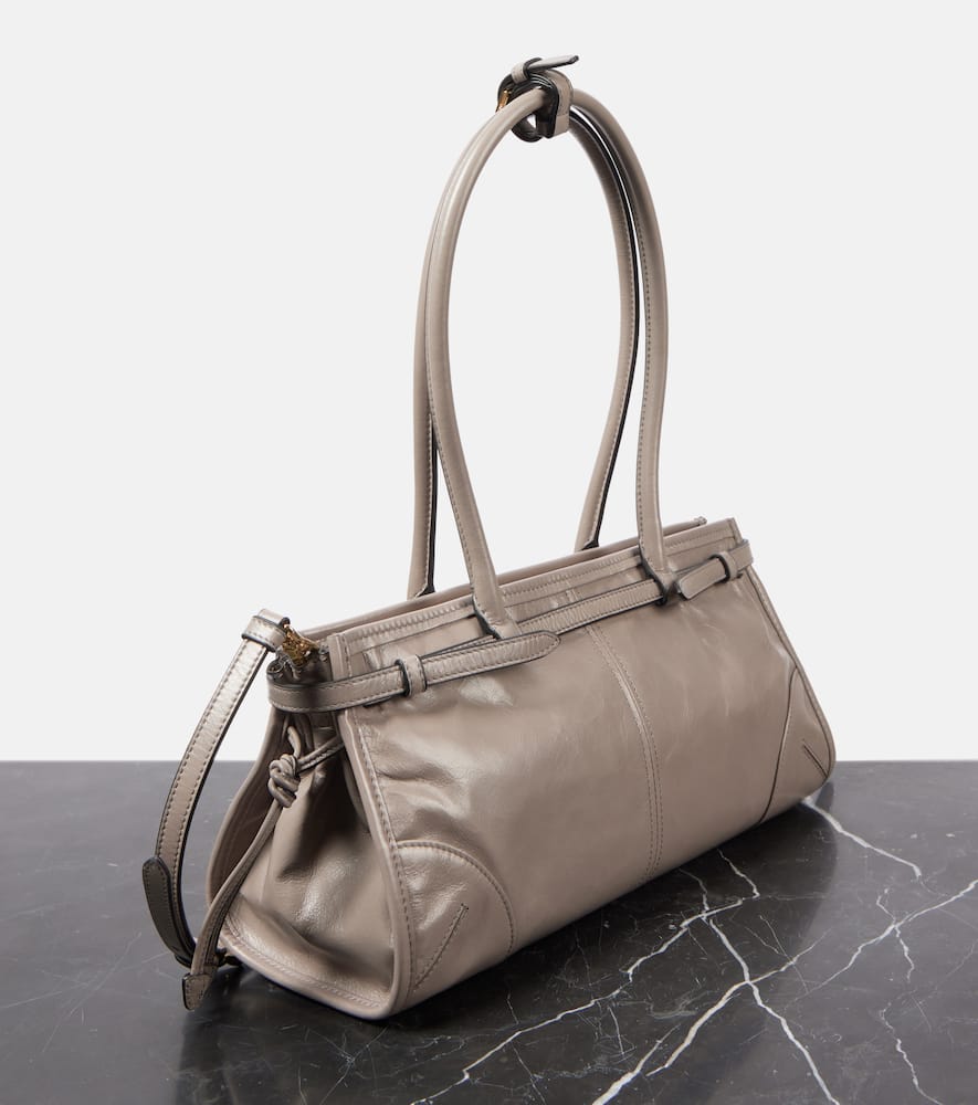 Prada Medium Leather Shoulder Bag In Grey