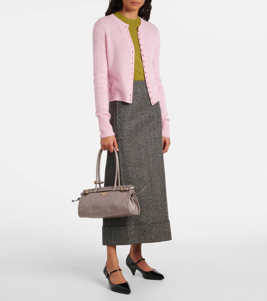 Prada Medium Leather Shoulder Bag In Grey