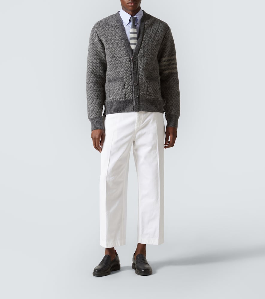 Thom Browne Cotton Twill Cropped Chinos In White