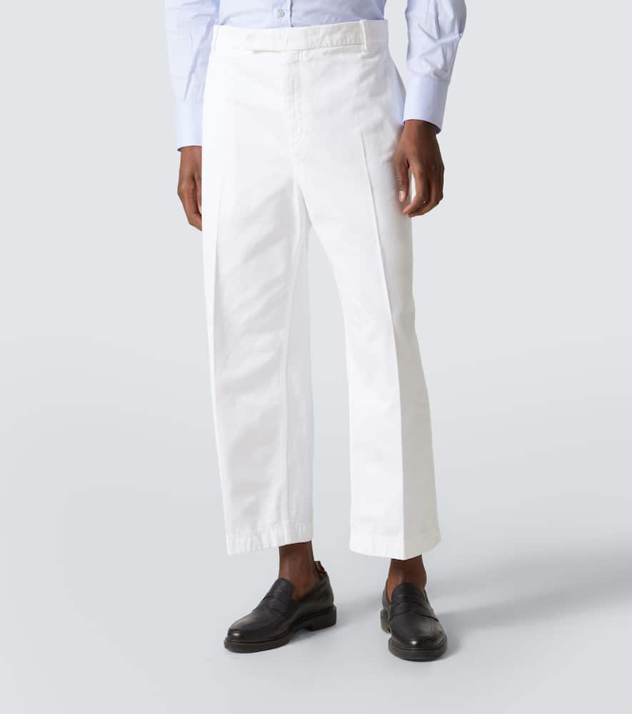 Thom Browne Cotton Twill Cropped Chinos In White