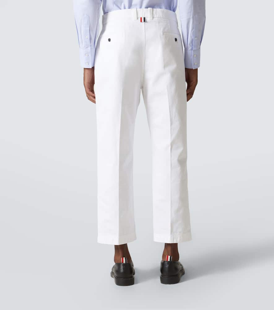 Thom Browne Cotton Twill Cropped Chinos In White