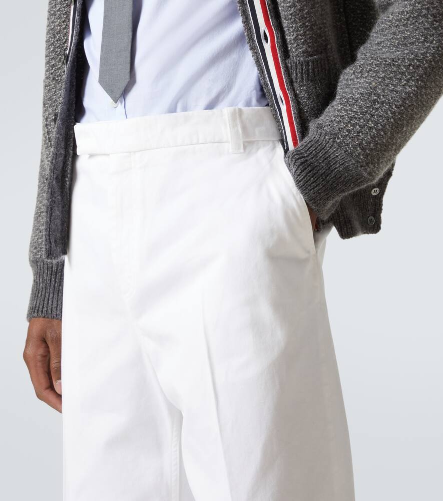 Thom Browne Cotton Twill Cropped Chinos In White