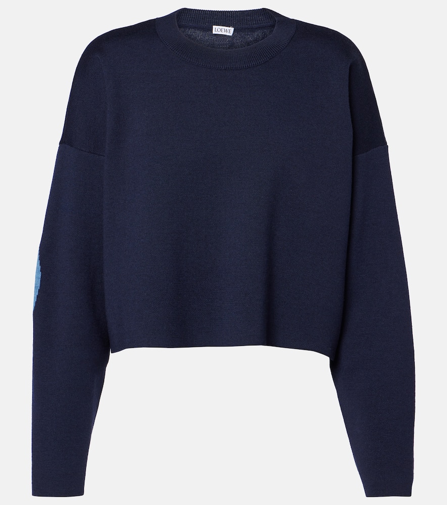 Loewe Anagram Wool-blend Sweater In Blue
