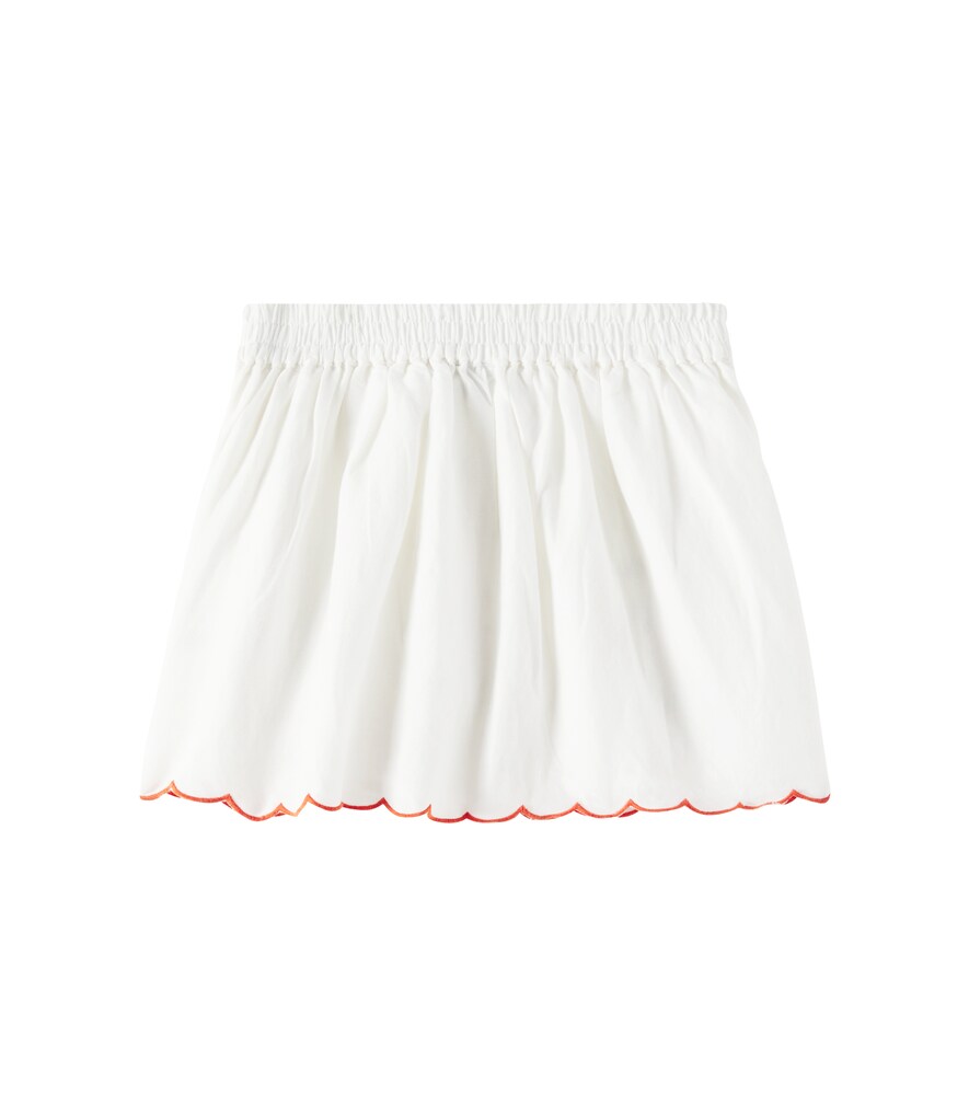  Stella Mccartney Kids Stella Mccartney Kids Embroidered Linen And Cotton Skirt 