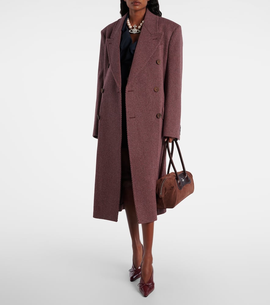 Vivienne Westwood Winston Twill Wool Coat In Burgundy