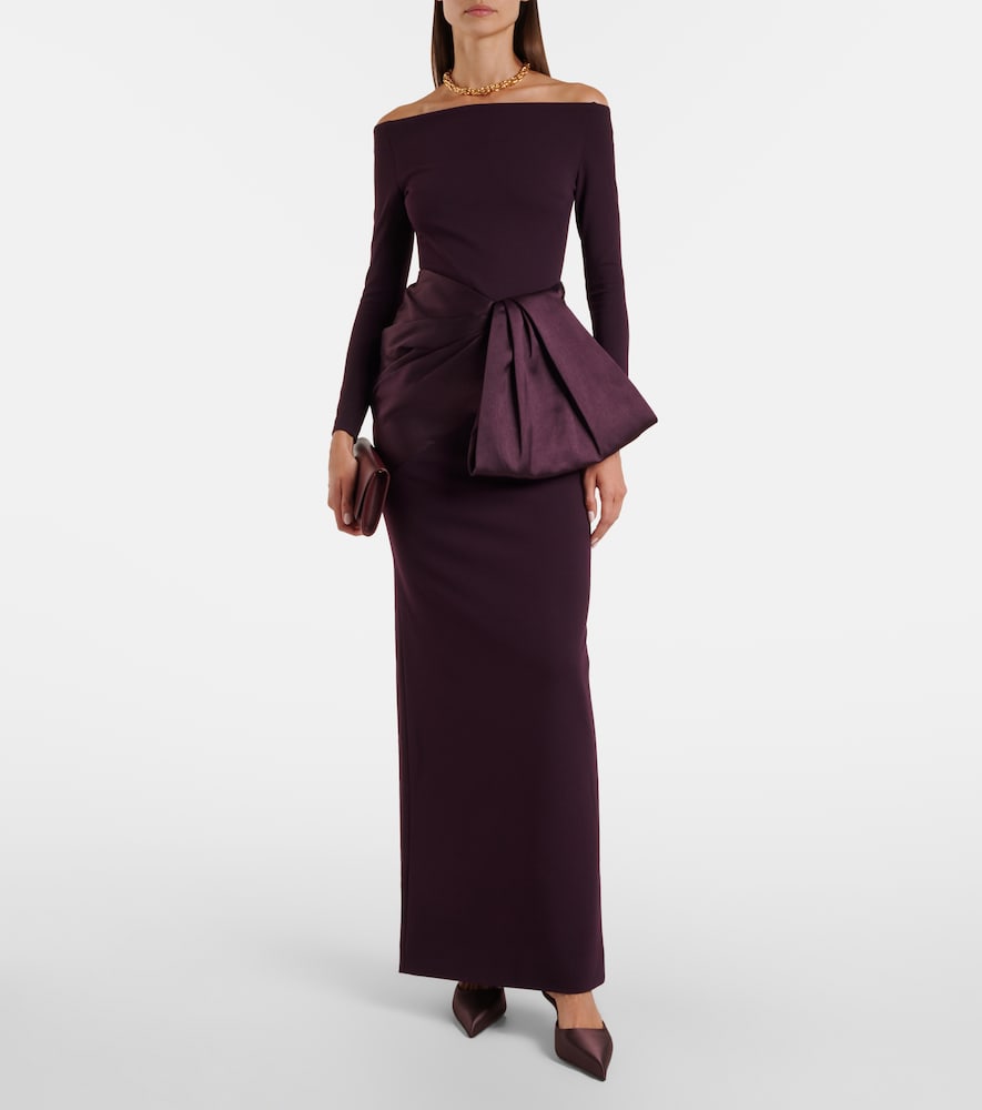 Solace London Kori bow-detail off-shoulder gown