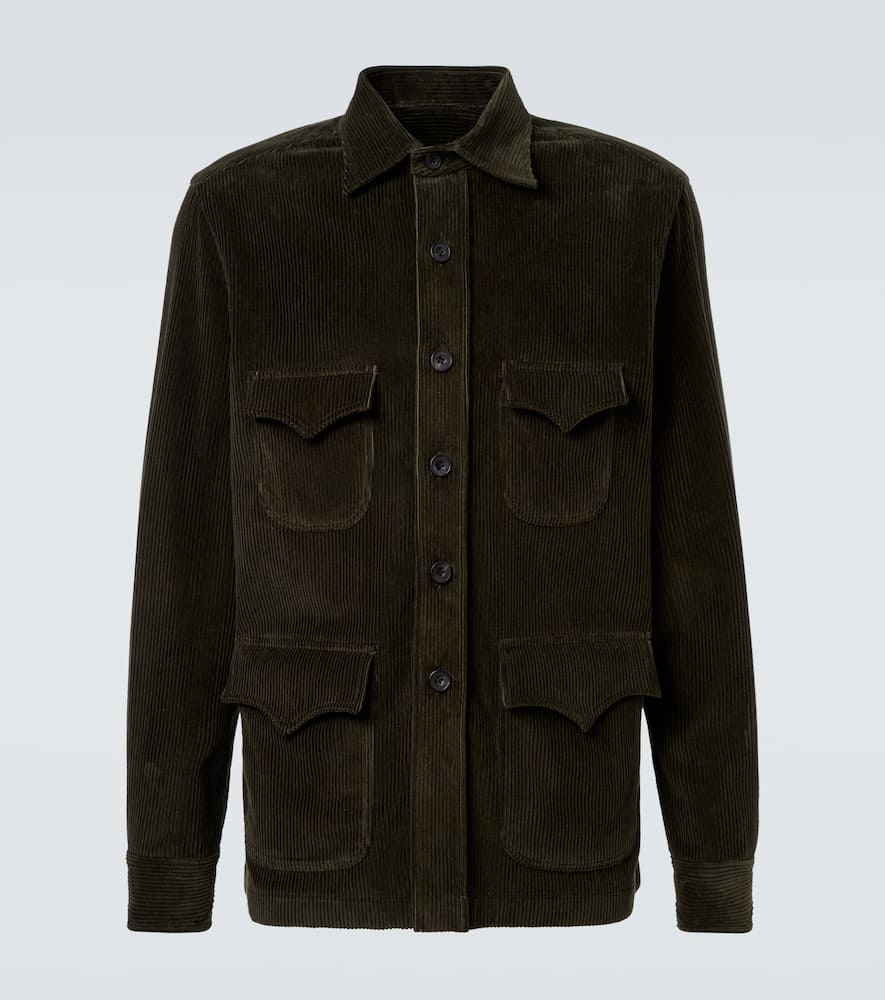 Rubinacci Cotton Corduroy Western Shirt In Black