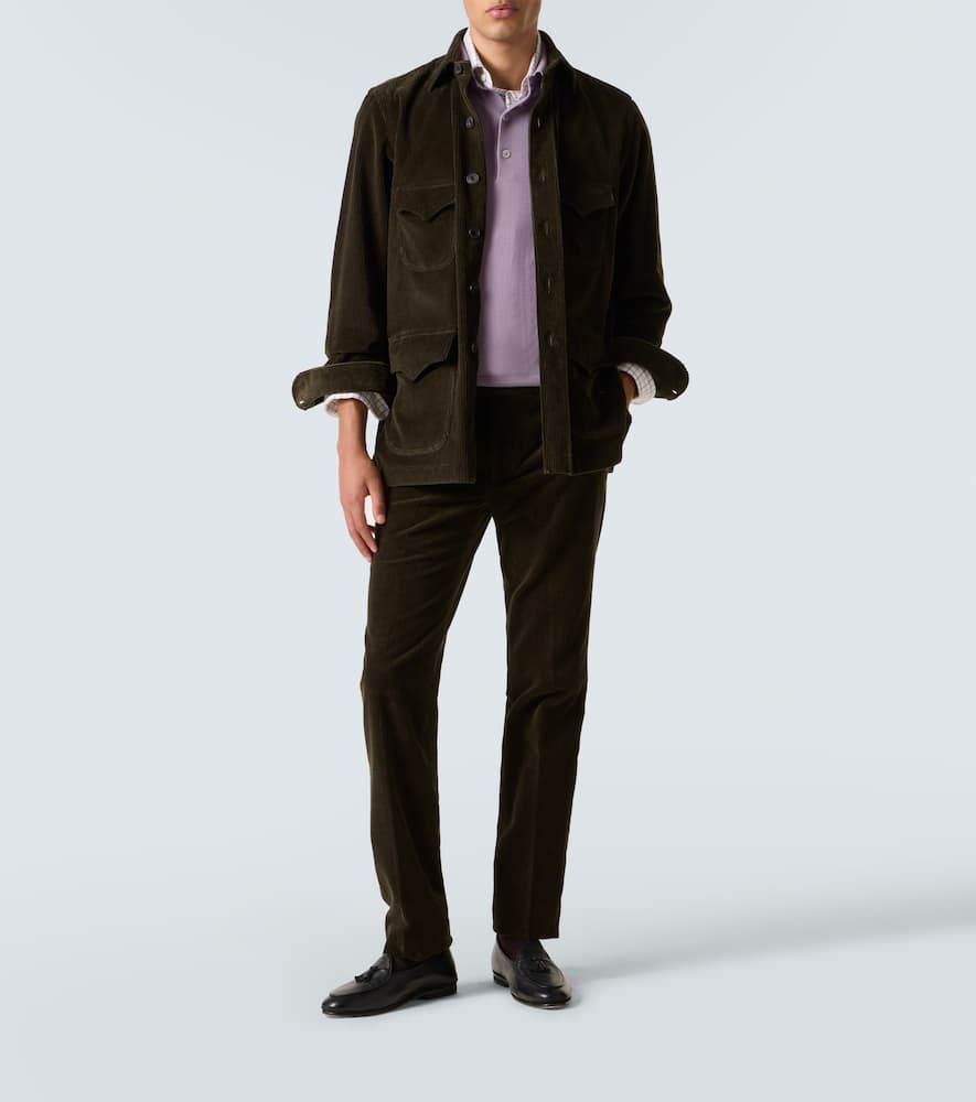 Rubinacci Cotton Corduroy Western Shirt In Black