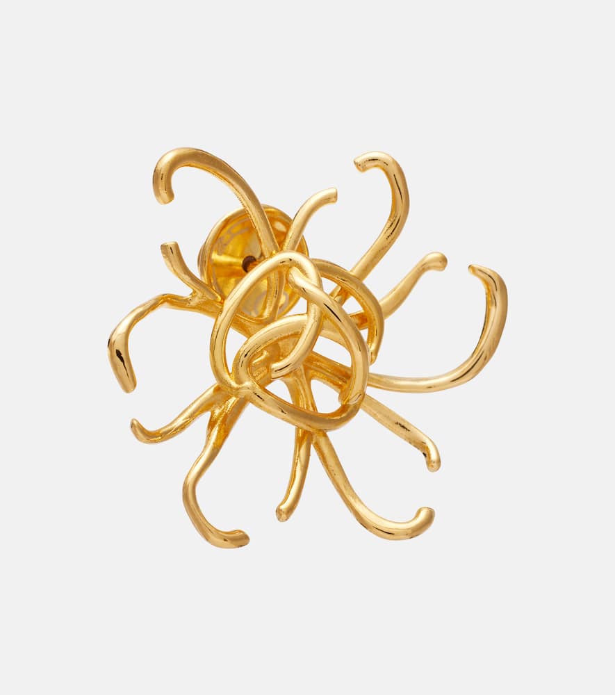 Oscar De La Renta Wire Flower Earrings In Gold