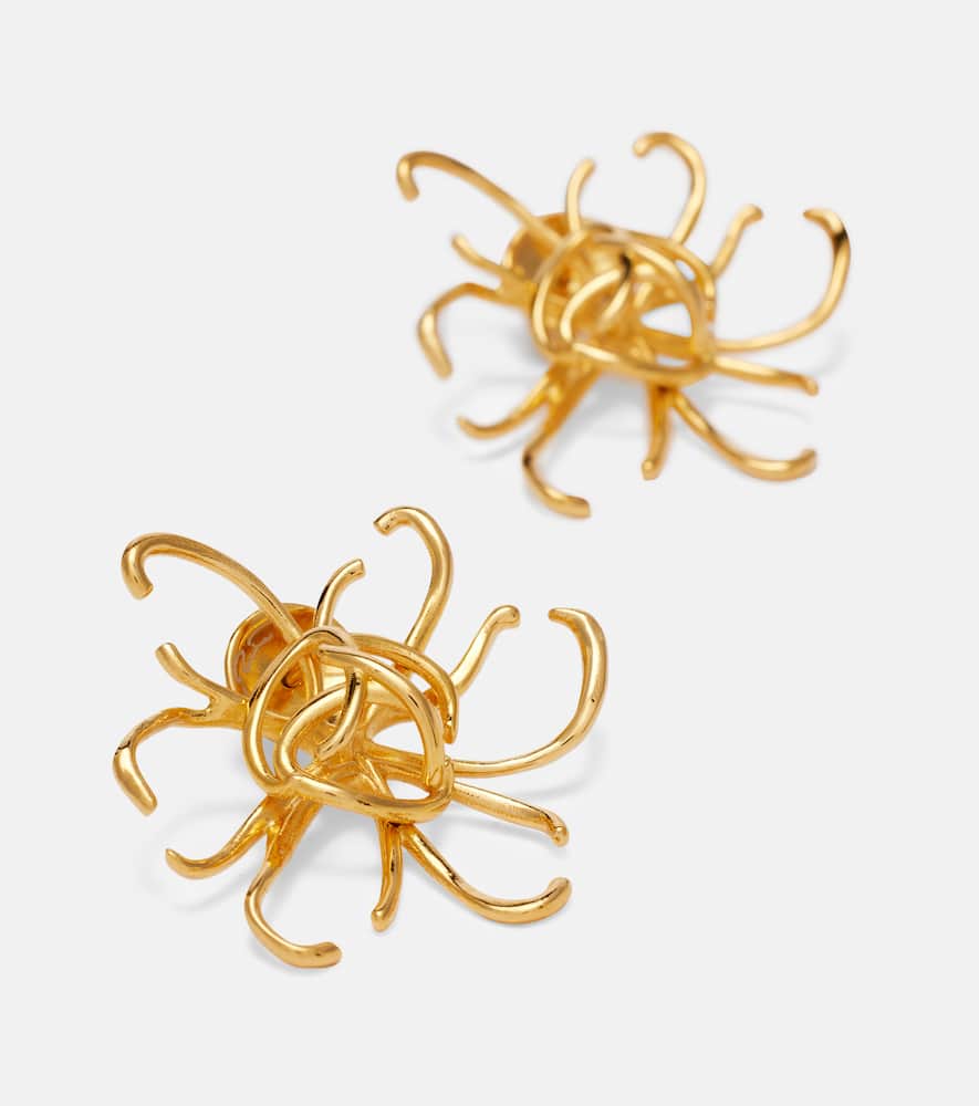 Oscar De La Renta Wire Flower Earrings In Gold