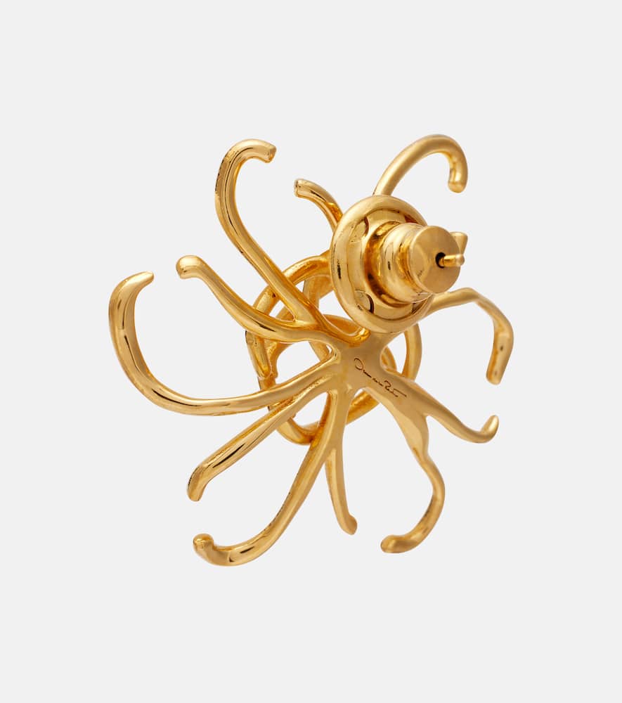 Oscar De La Renta Wire Flower Earrings In Gold