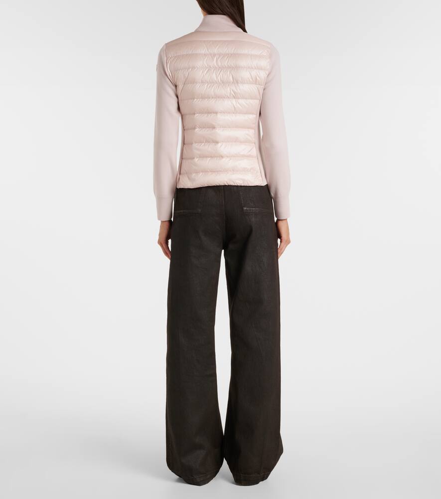 Moncler Down-paneled Virgin Wool Cardigan In Pink