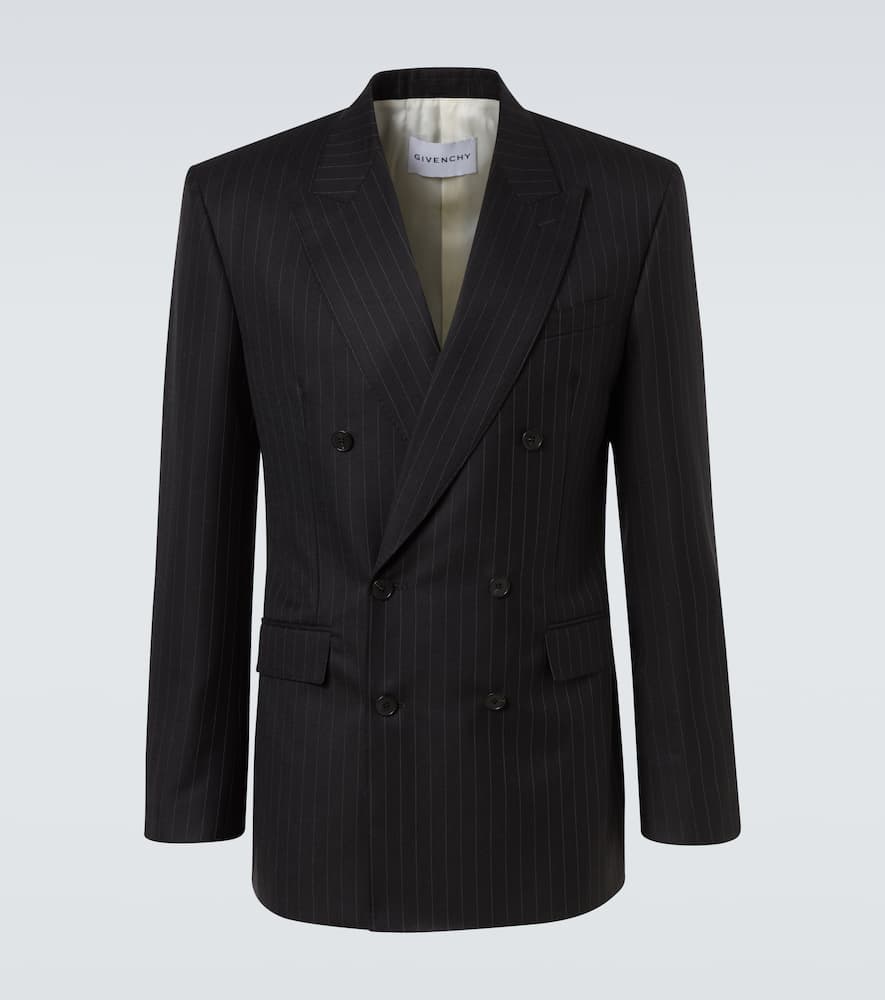 Givenchy Classic Fit Pinstripe Wool Double Breasted Suit Jacket In Black