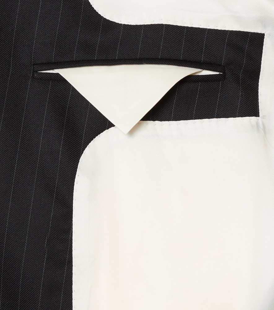 Givenchy Classic Fit Pinstripe Wool Double Breasted Suit Jacket In Black