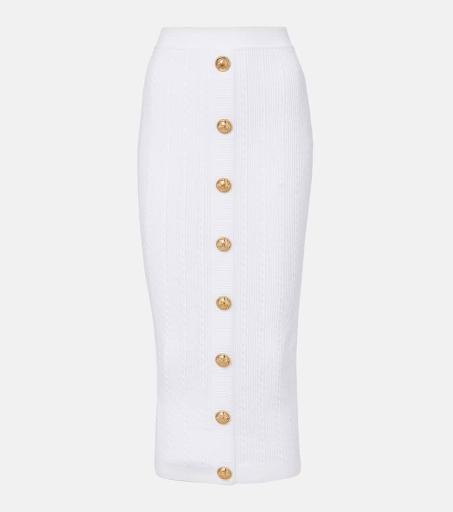 Balmain Long Skirt In White Viscose Blend